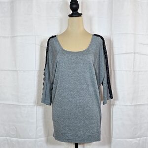 💛 2 / $30 SALE  LOFT Heather Gray Lace Knit Top